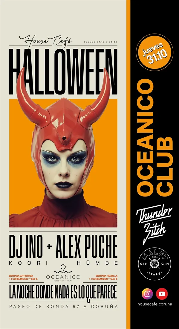 House Café flyer: Halloween, Oceánico Club, A Coruña