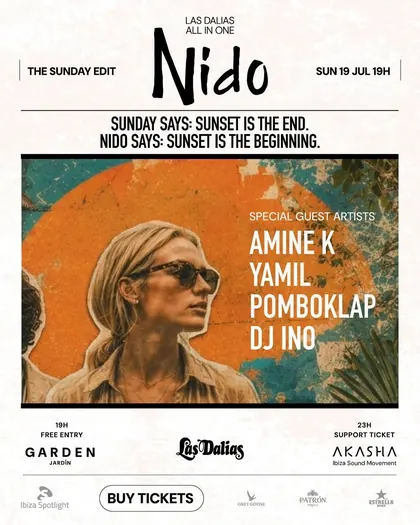 The Sunday Edit at Nido, Las Dalias Ibiza, with Amine K, Yamil, Pomboklap and DJ INO